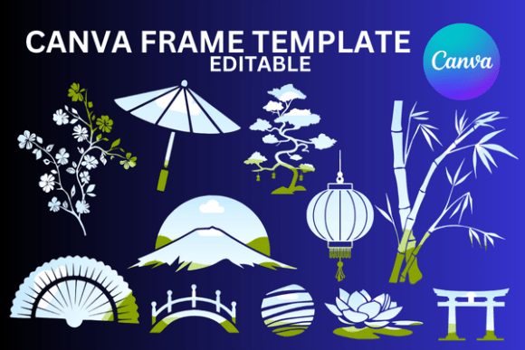 Download Japanese Japan Stencil Canva Frame - Premium Resources