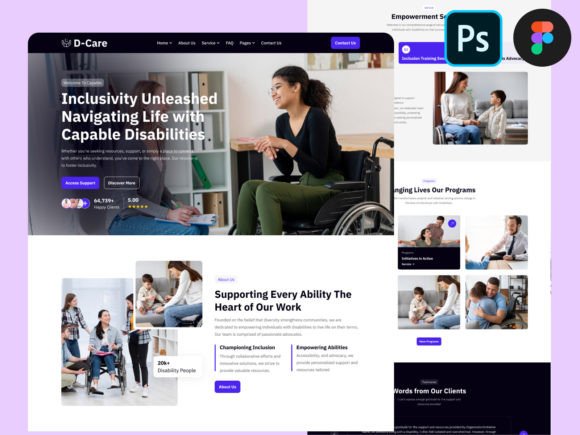 Download D Care Website Design UI Figma PSD - Website design Collection