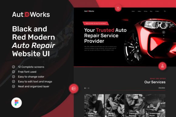 Download Auto Repair Website Design UI Template - Website design Collection